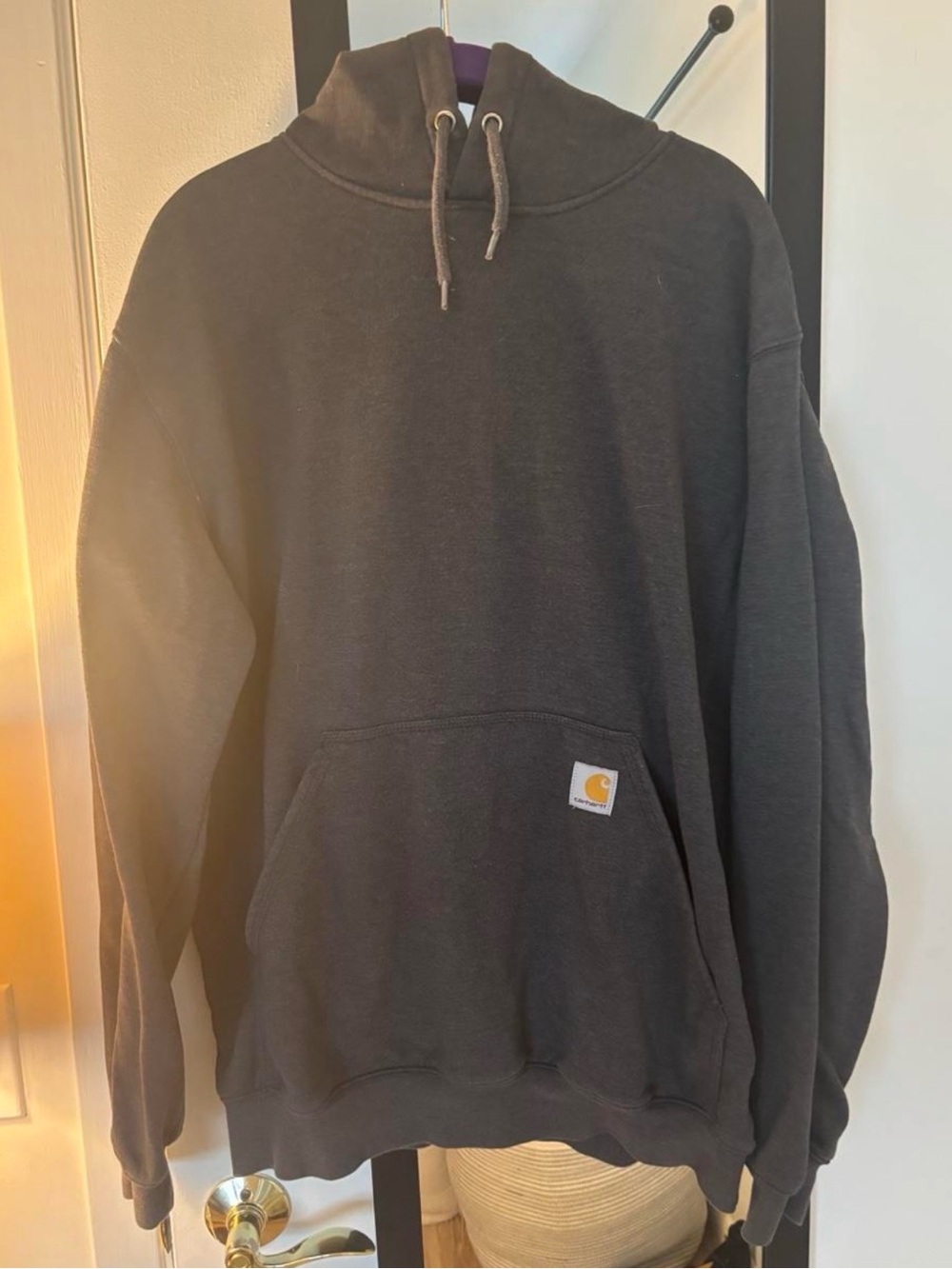 Carhartt Men’s Black Pullover Hoodie with Kangaroo Pocket